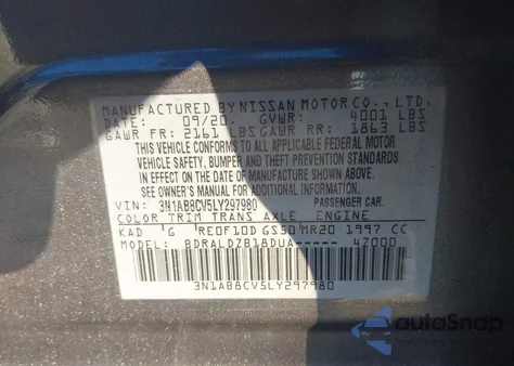 2020 Nissan Sentra Sv Xtronic Cvt from USA, damaged, VIN 3N1AB8CV5LY297980